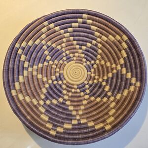 Handwoven Purple and Tan Basket
